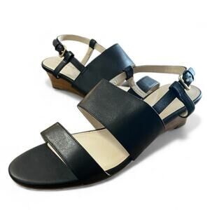 Cole Haan Annabel Grand 36 Wedge Sandals 6.5B Black Leather Slip Back Shoes